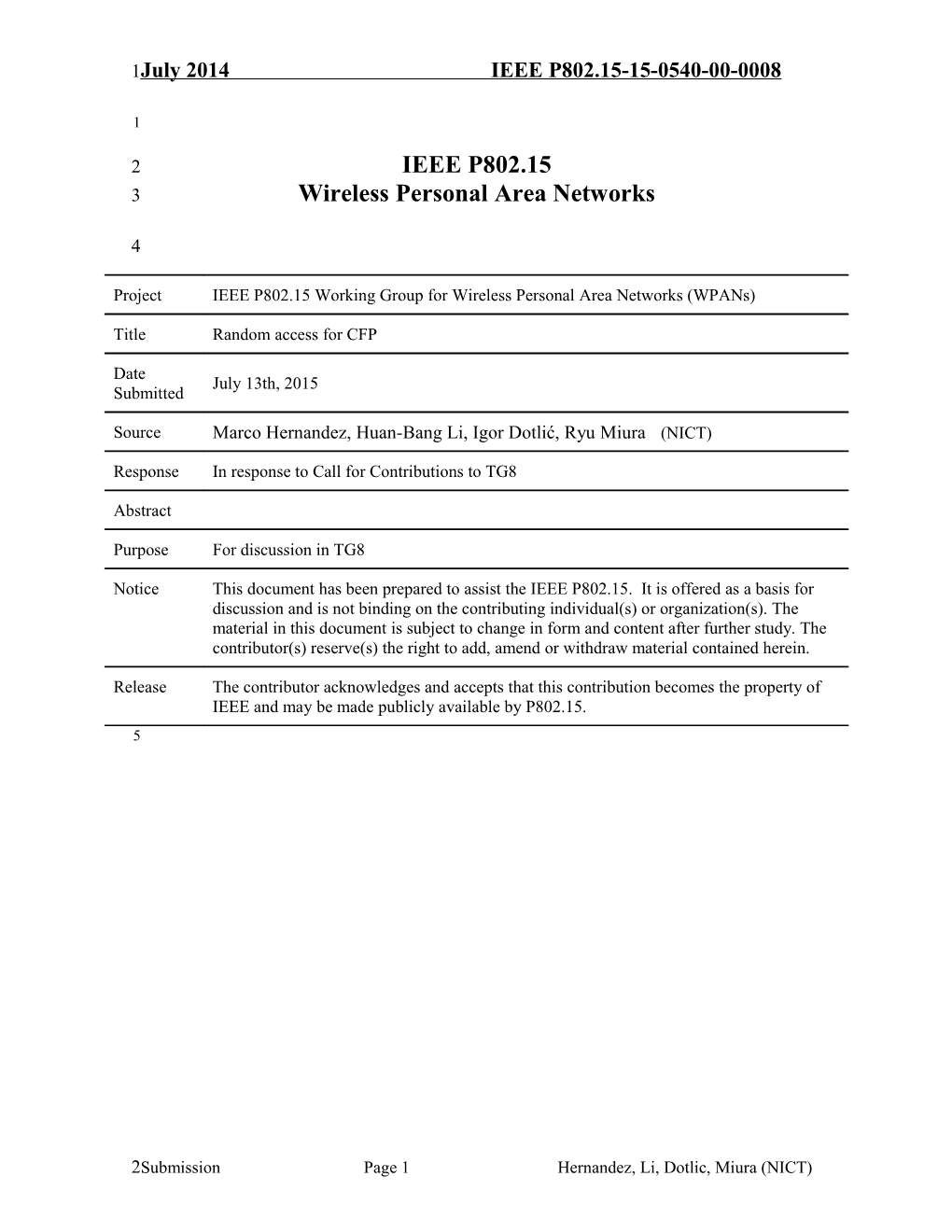 NICT PHY Specification Proposal s2