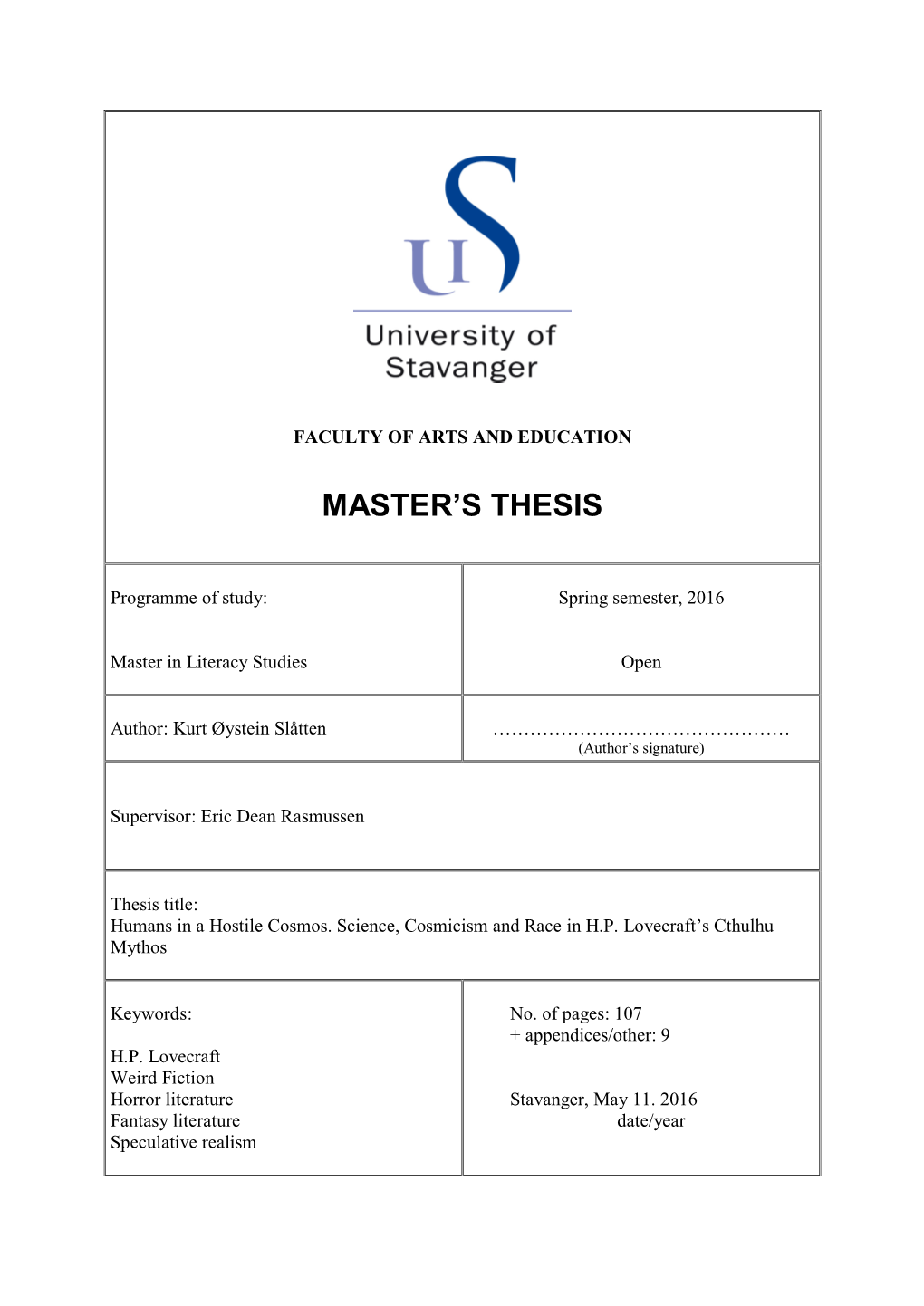 Master's Thesis