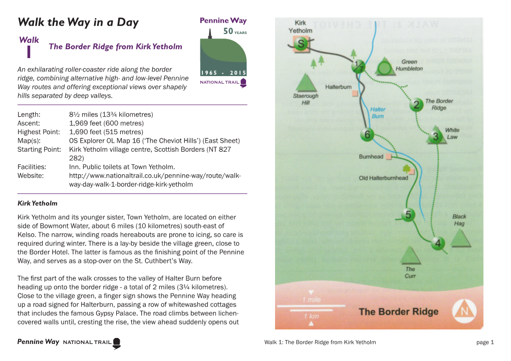 Walk the Way in a Day Walk 1 the Border Ridge from Kirk Yetholm