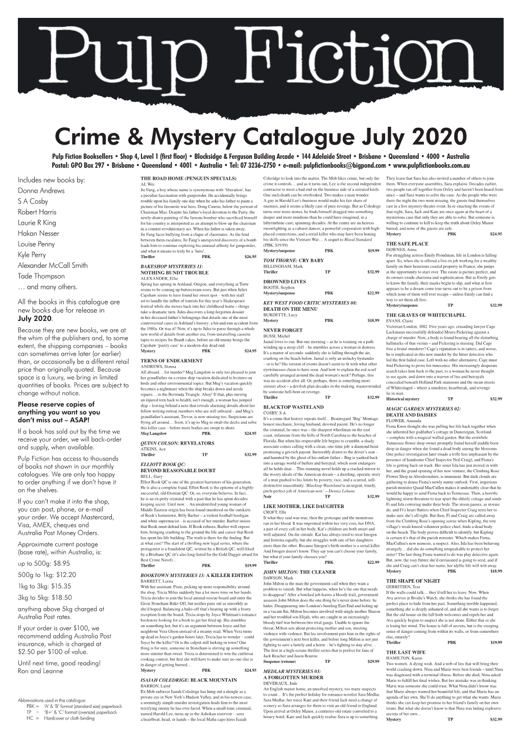 Crime & Mystery Catalogue July 2020