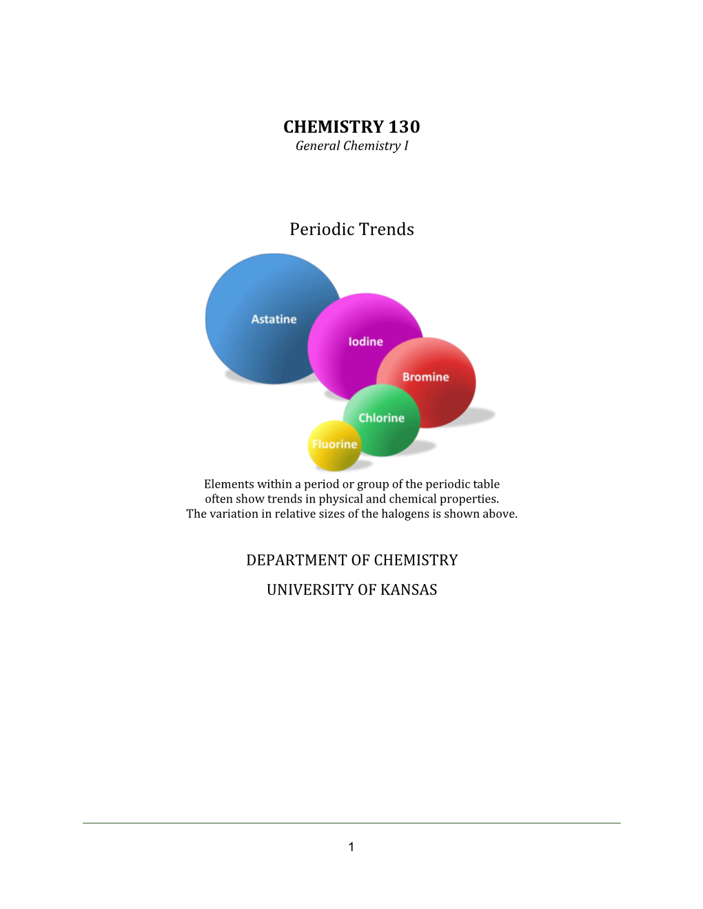 CHEMISTRY 130 Periodic Trends