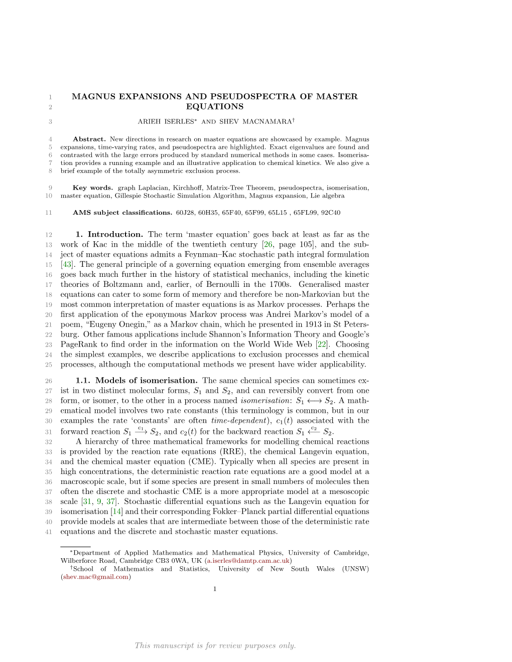 Magnus Expansions and Pseudospectra of Master Equations