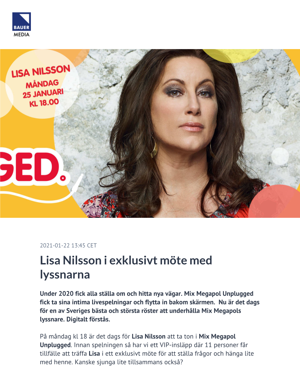 Lisa Nilsson I Exklusivt Möte Med Lyssnarna