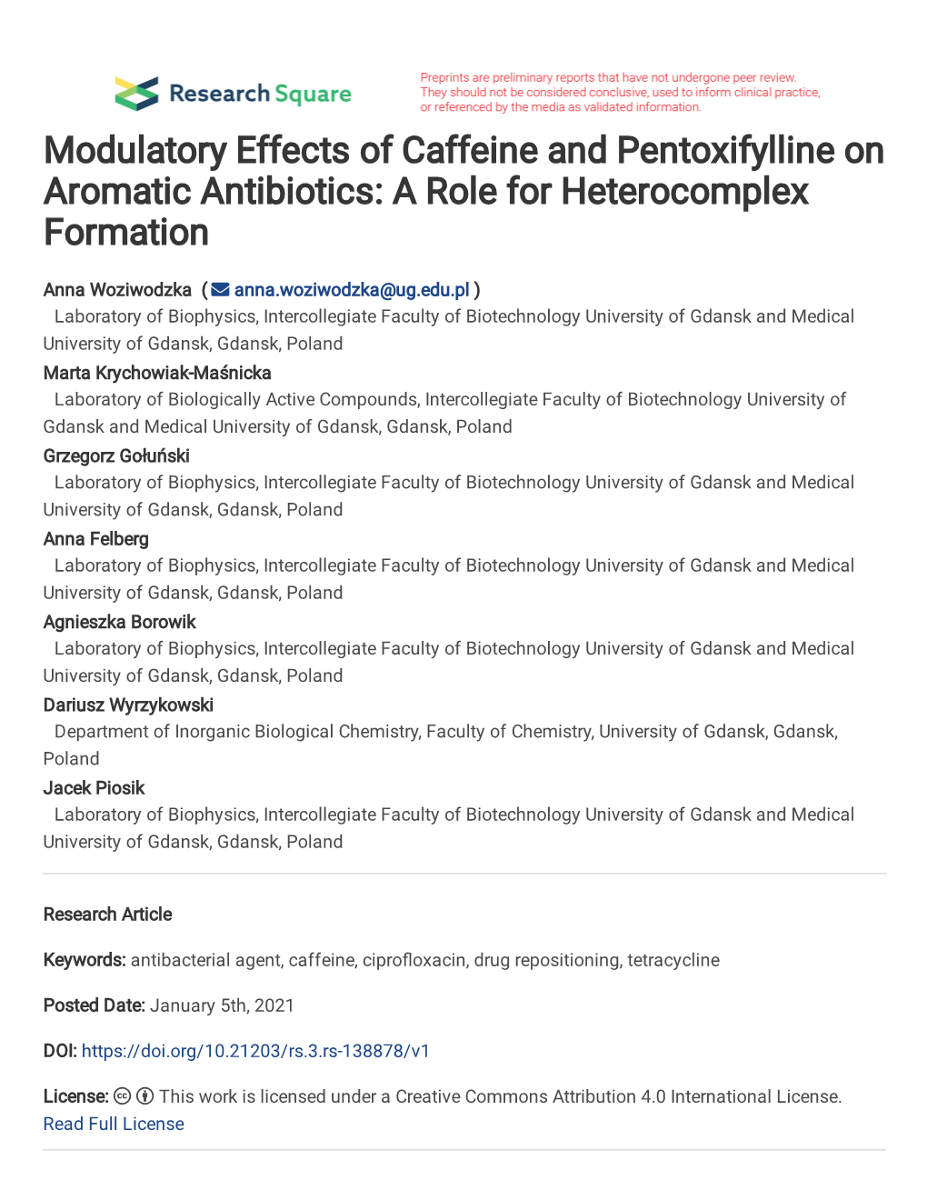 1 Original Article 1 Modulatory Effects of Caffeine and Pentoxifylline On