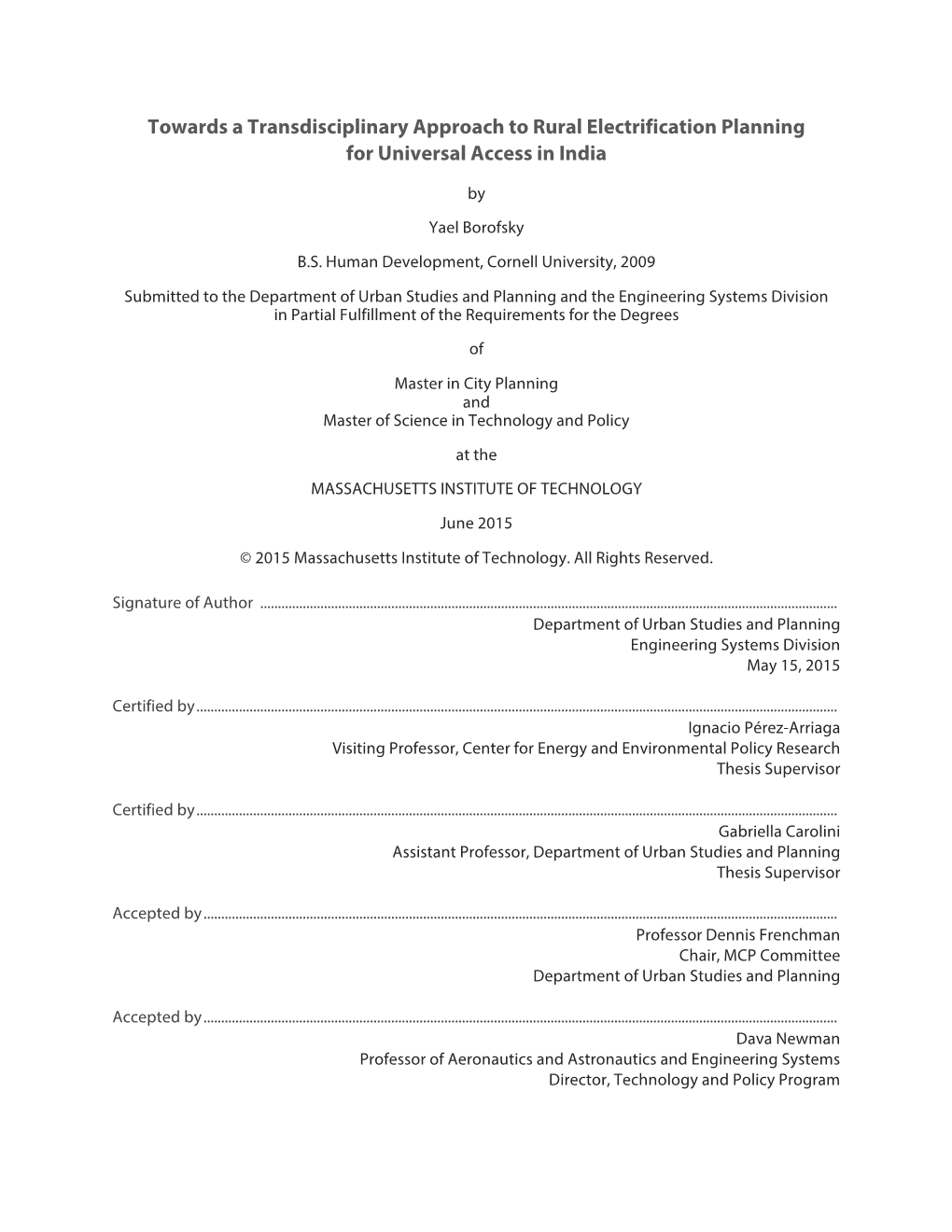 Towards a Transdisciplinary Approach to Rural Electrification Planning for Universal Access in India