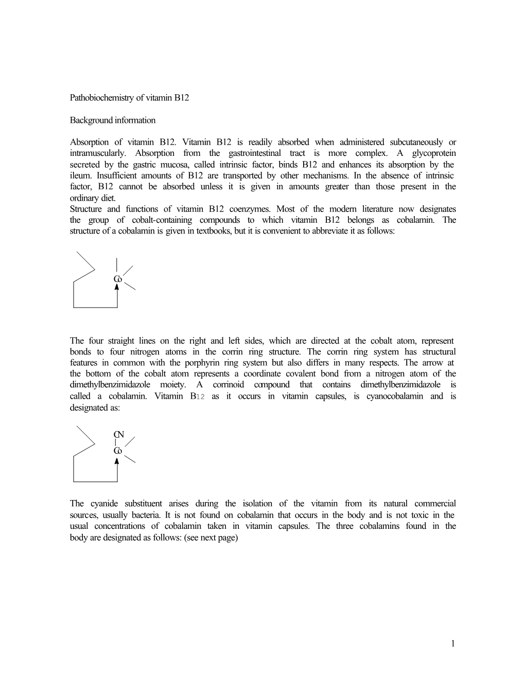 1 Pathobiochemistry of Vitamin B12 Background Information Absorption