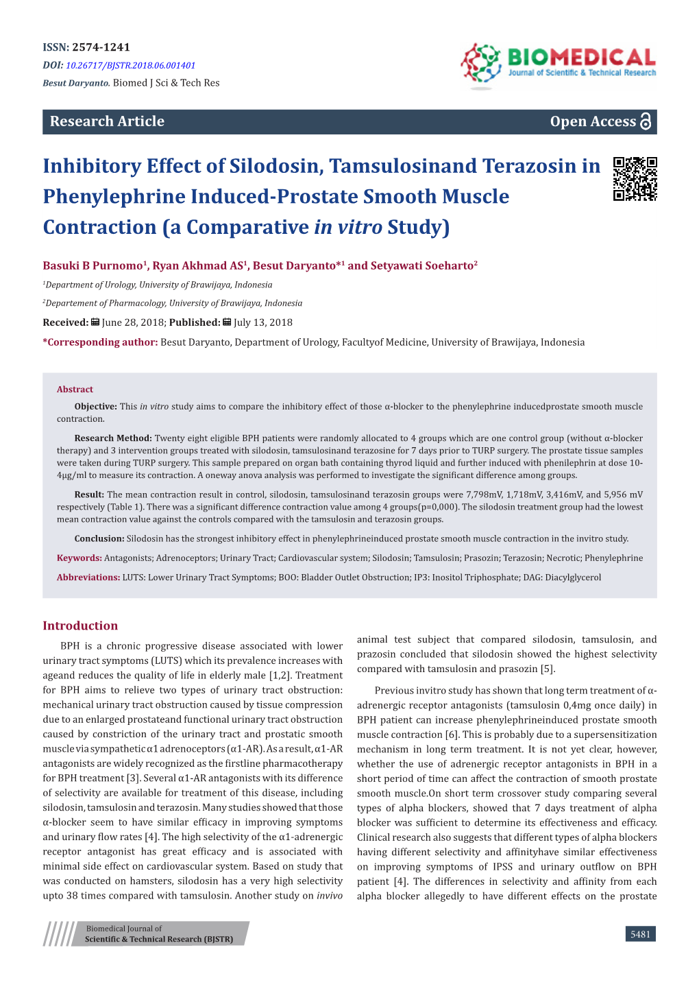 Inhibitory Effect of Silodosin, Tamsulosinand Terazosin in Phenylephrine Induced-Prostate Smooth Muscle Contraction (A Comparative in Vitro Study)