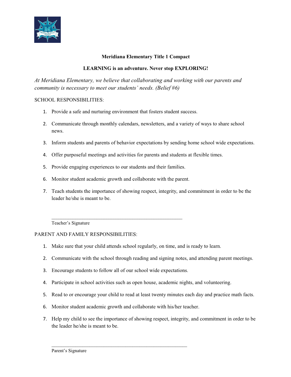 Meridiana Elementary Title 1 Compact