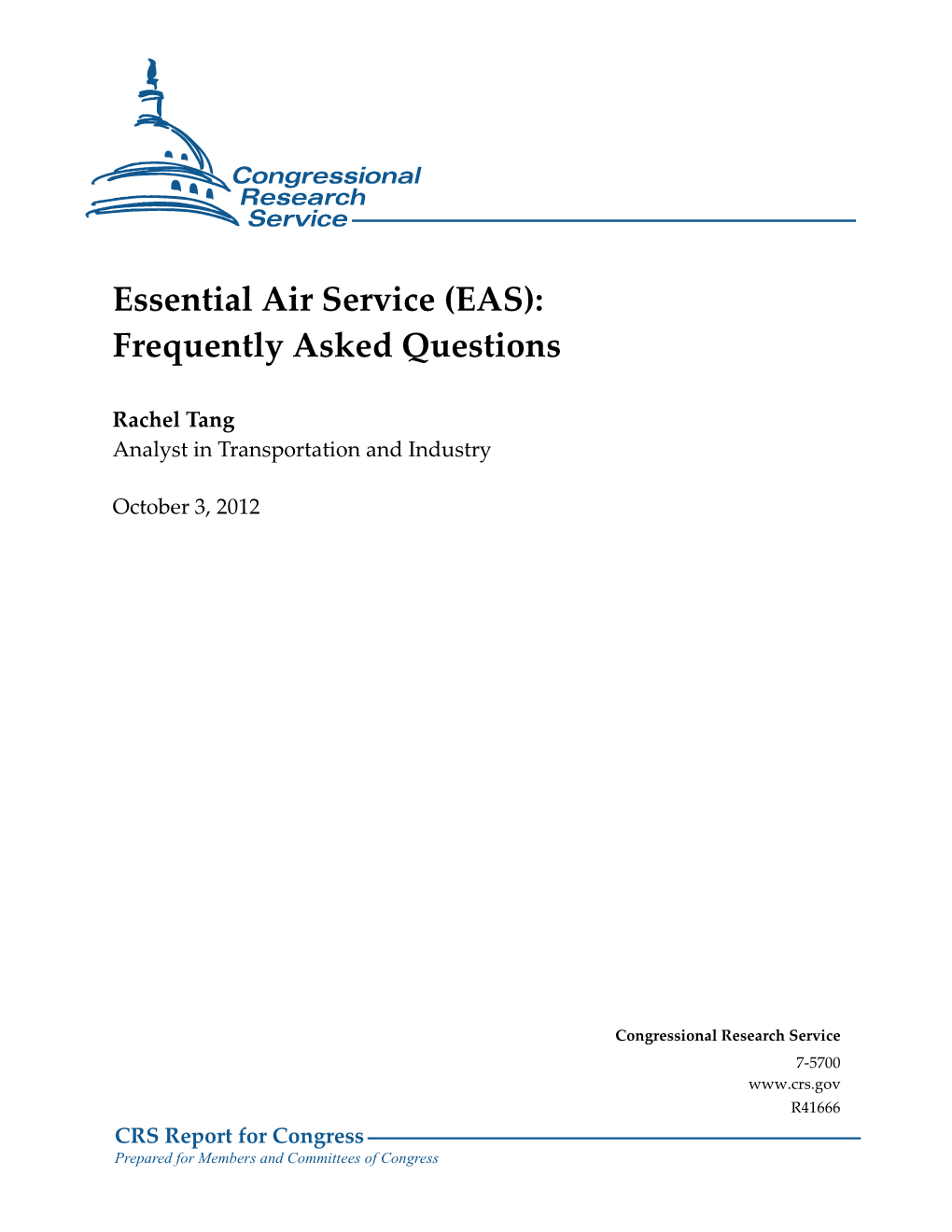 Essential Air Service (EAS): Frequently Asked Questions