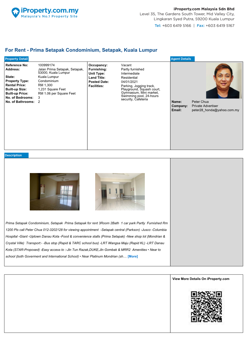 For Rent - Prima Setapak Condominium, Setapak, Kuala Lumpur