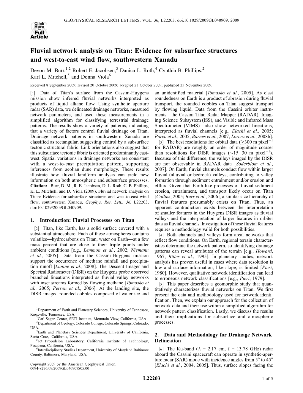 Fluvial Network Analysis on Titan: Evidence for Subsurface Structures and West-To-East Wind Flow, Southwestern Xanadu Devon M