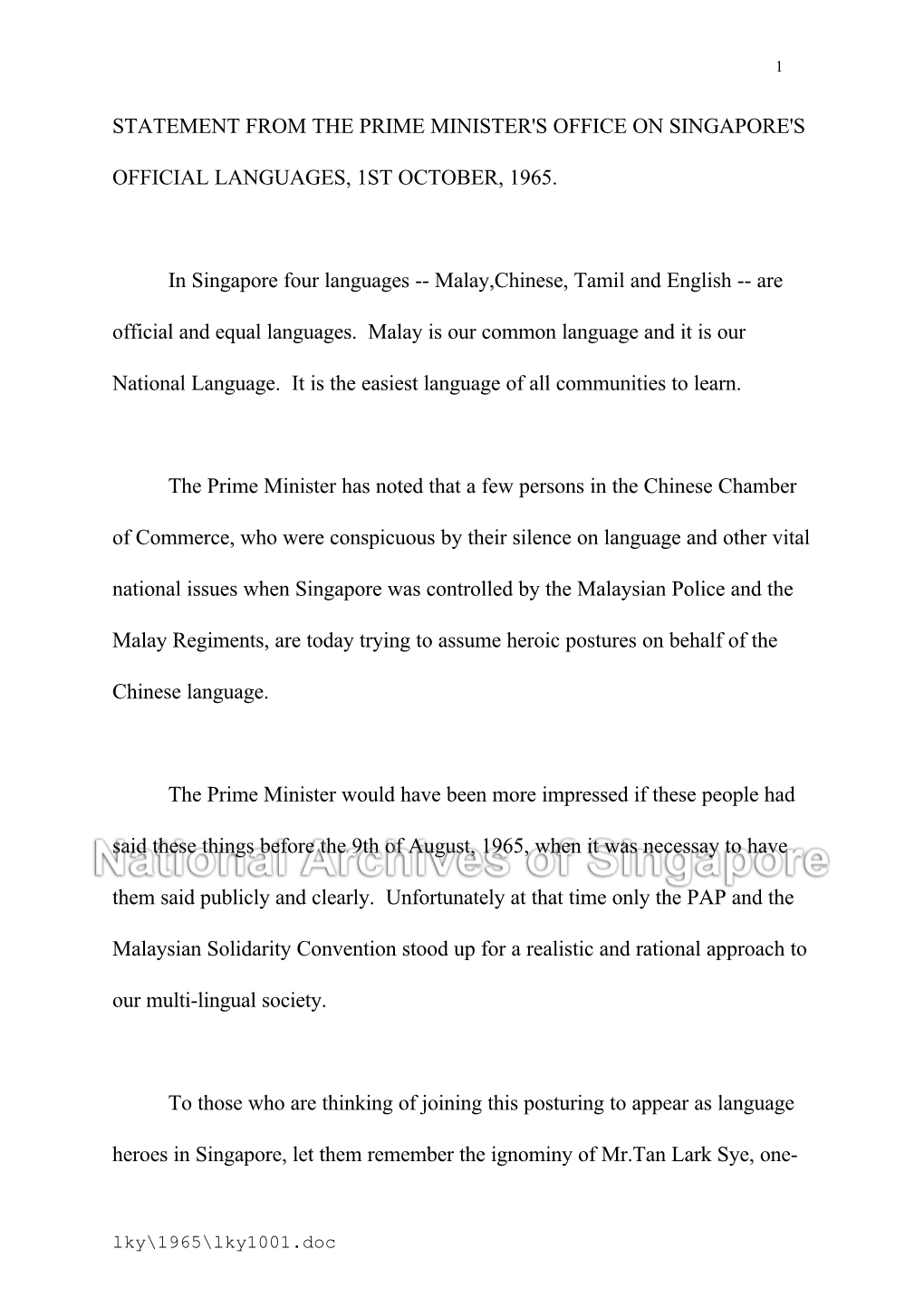 Singapore's Official Language