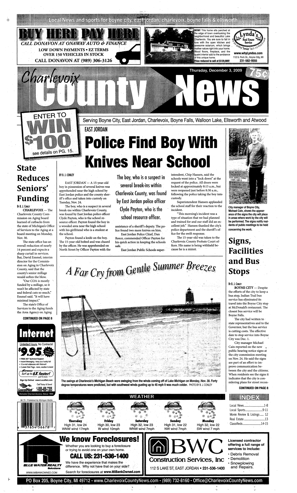 CHARLEVOIX COUNTY RECORDS: DECEMBER 2,2009 to Pay $300 in Fines and Costs