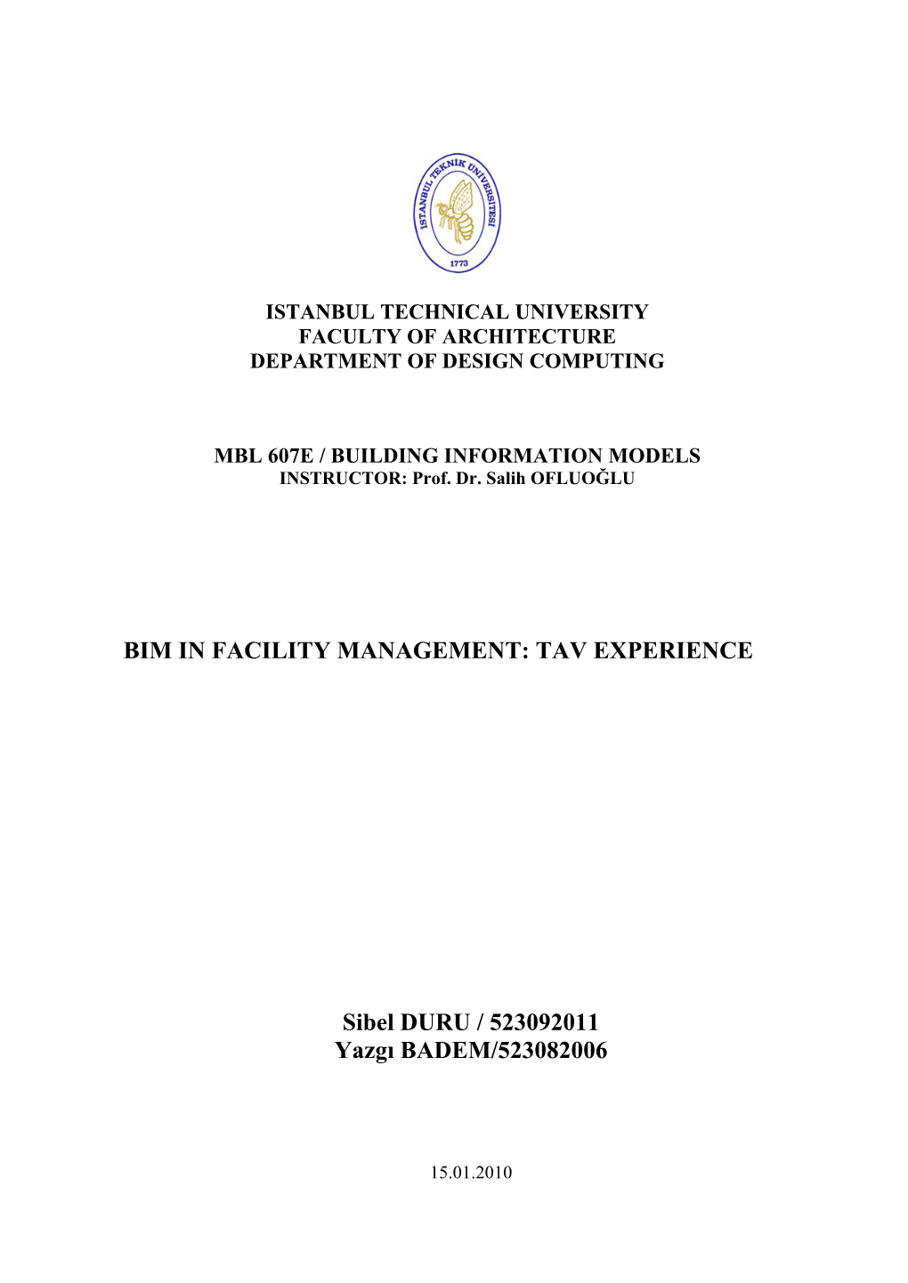 Bim in Facility Management: Tav Experience