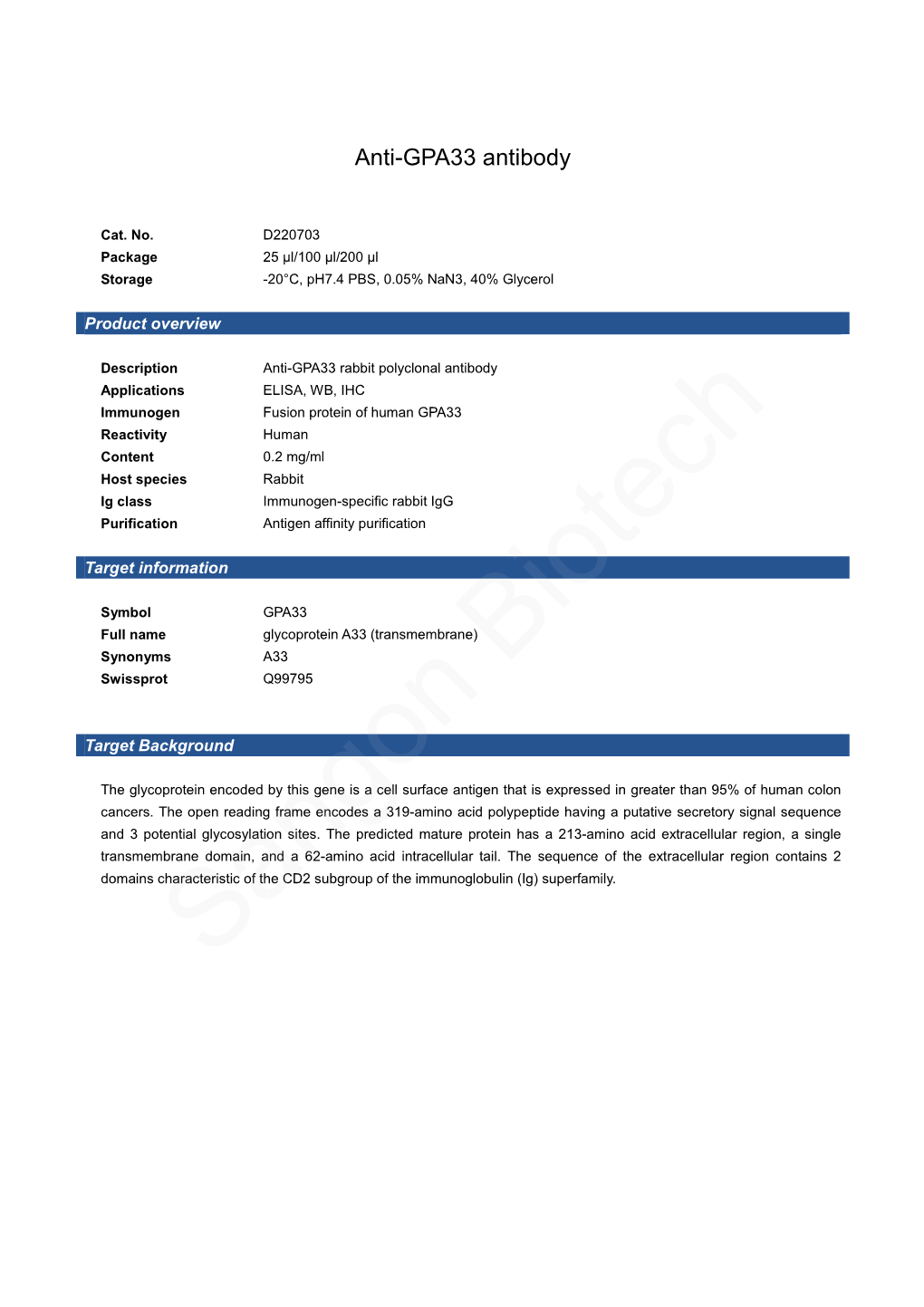 Anti-GPA33 Antibody