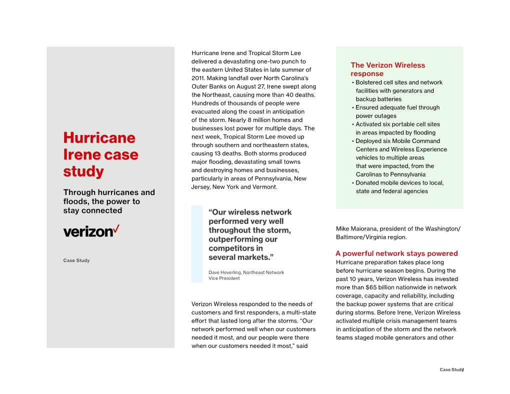 Hurricane Irene Case Study