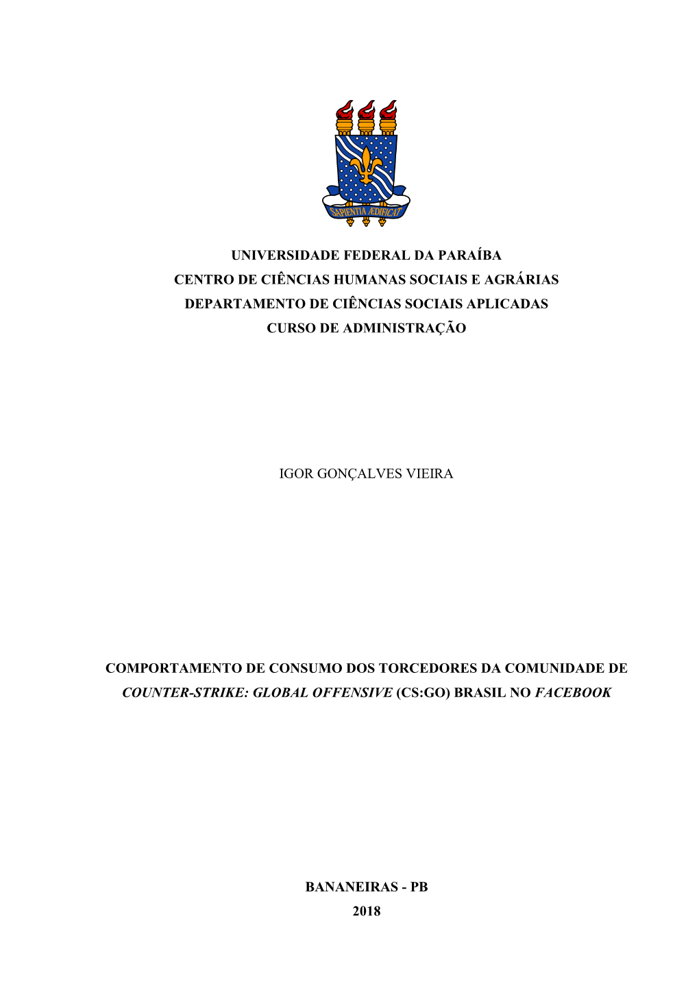 Universidade Federal Da Paraíba Centro De Ciências Humanas Sociais E Agrárias Departamento De Ciências Sociais Aplicadas Curso De Administração