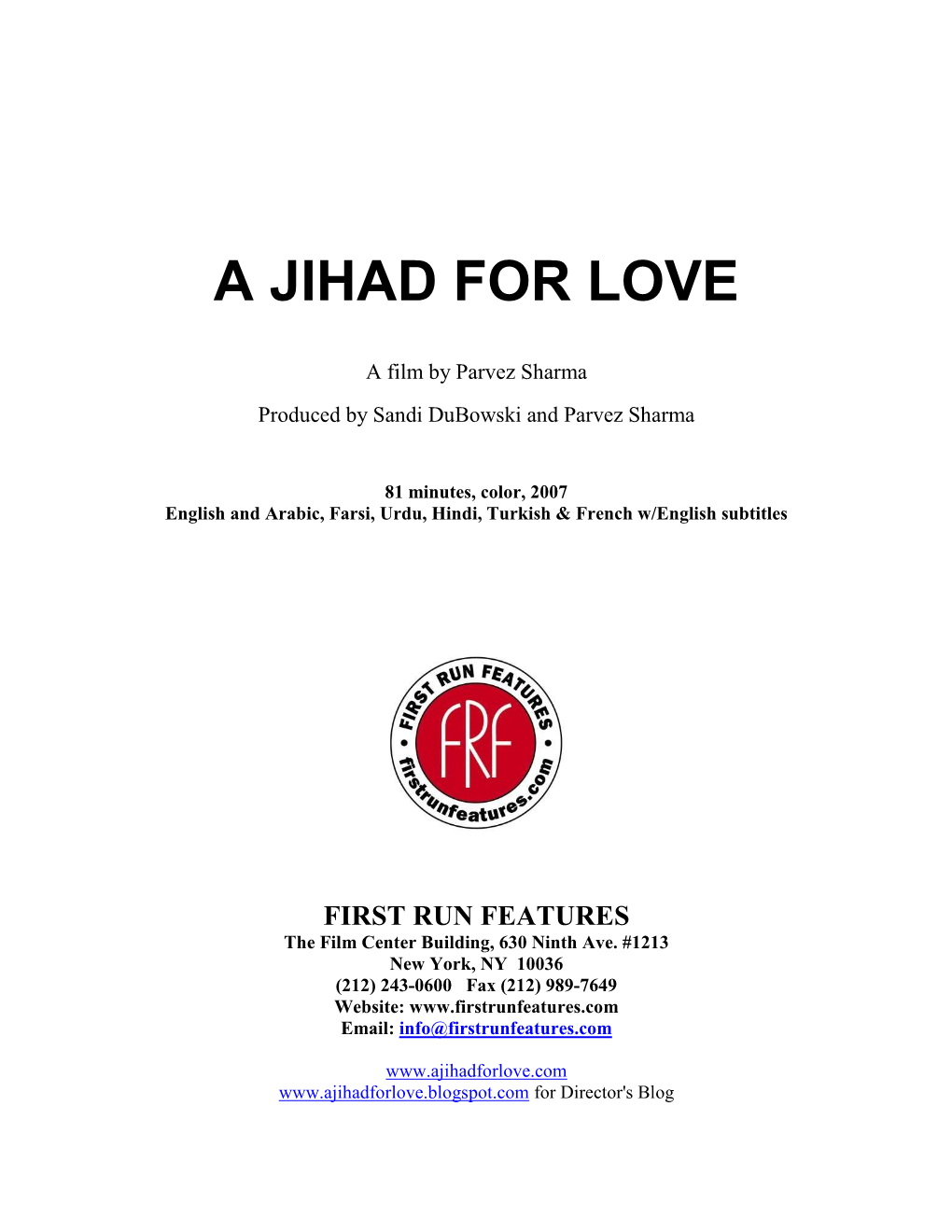 A Jihad for Love PK