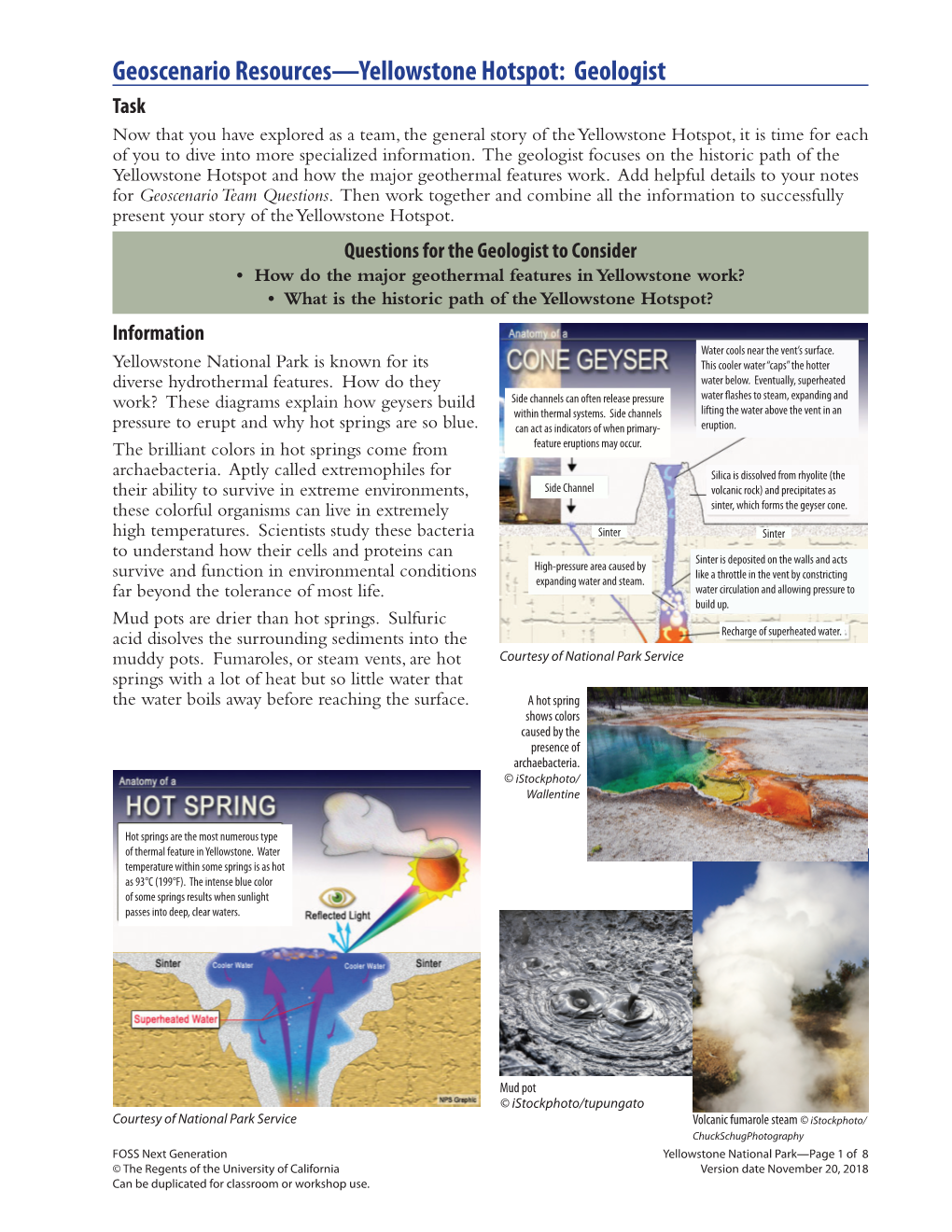 Geoscenario Resources—Yellowstone Hotspot