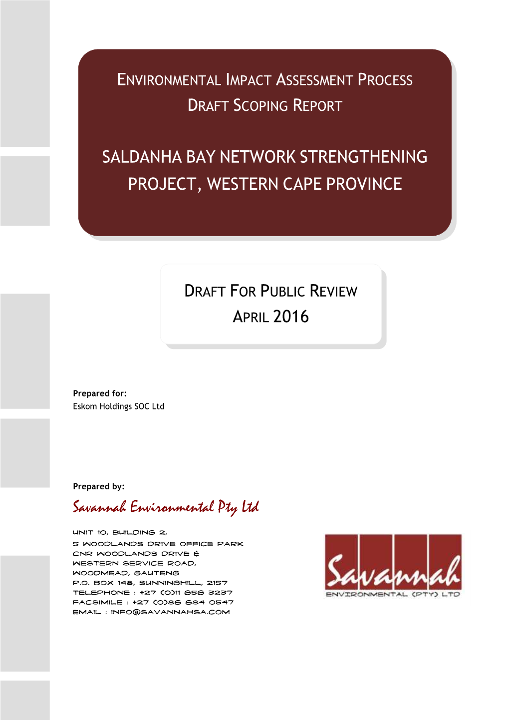 Saldanha Bay Network Strengthening Project, Western Cape Province