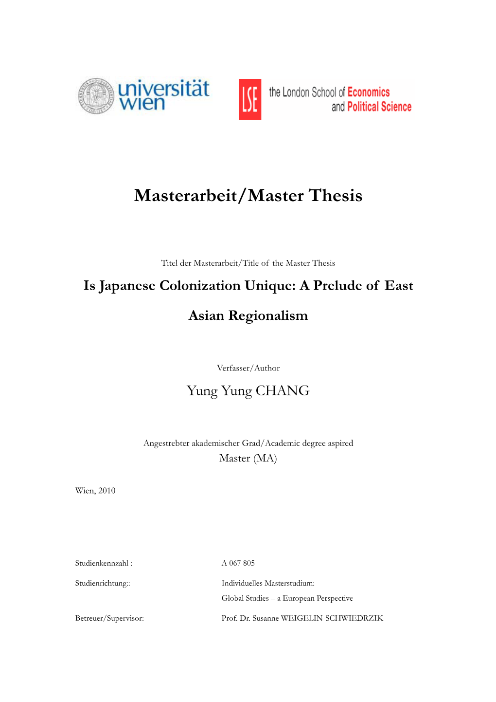 Masterarbeit/Master Thesis