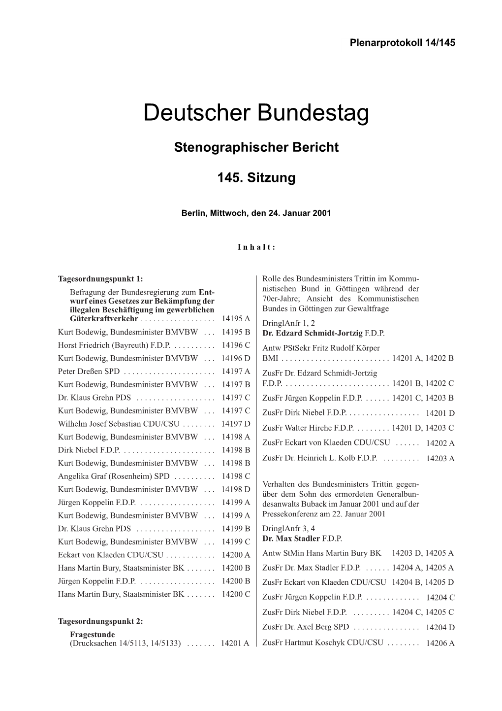 Stenographischer Bericht 145. Sitzung