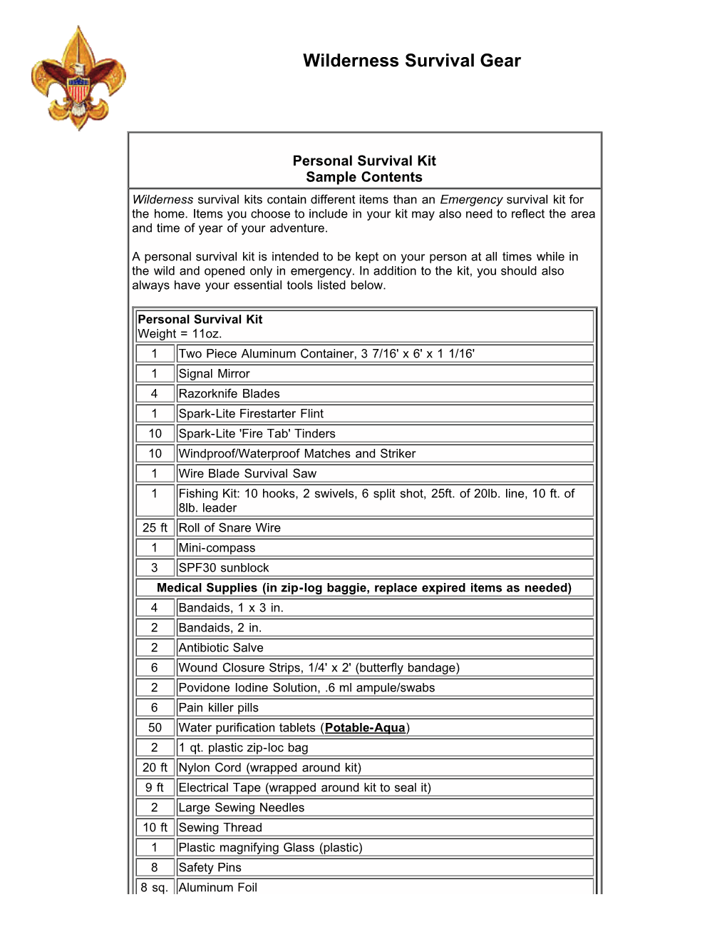 Boy Scout Wilderness Survival