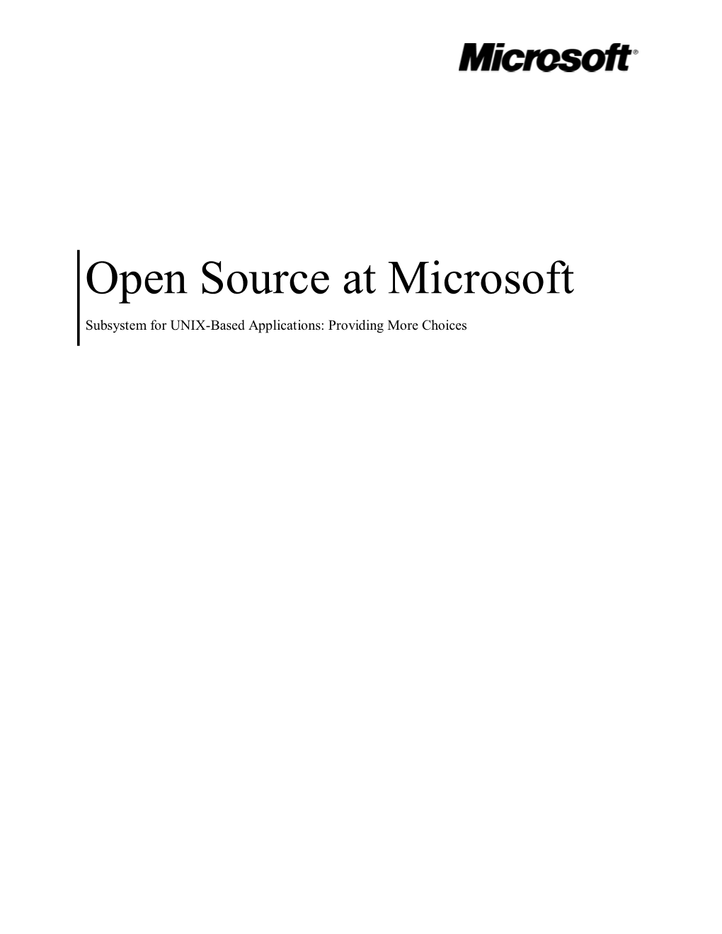 Open Source at Microsoft