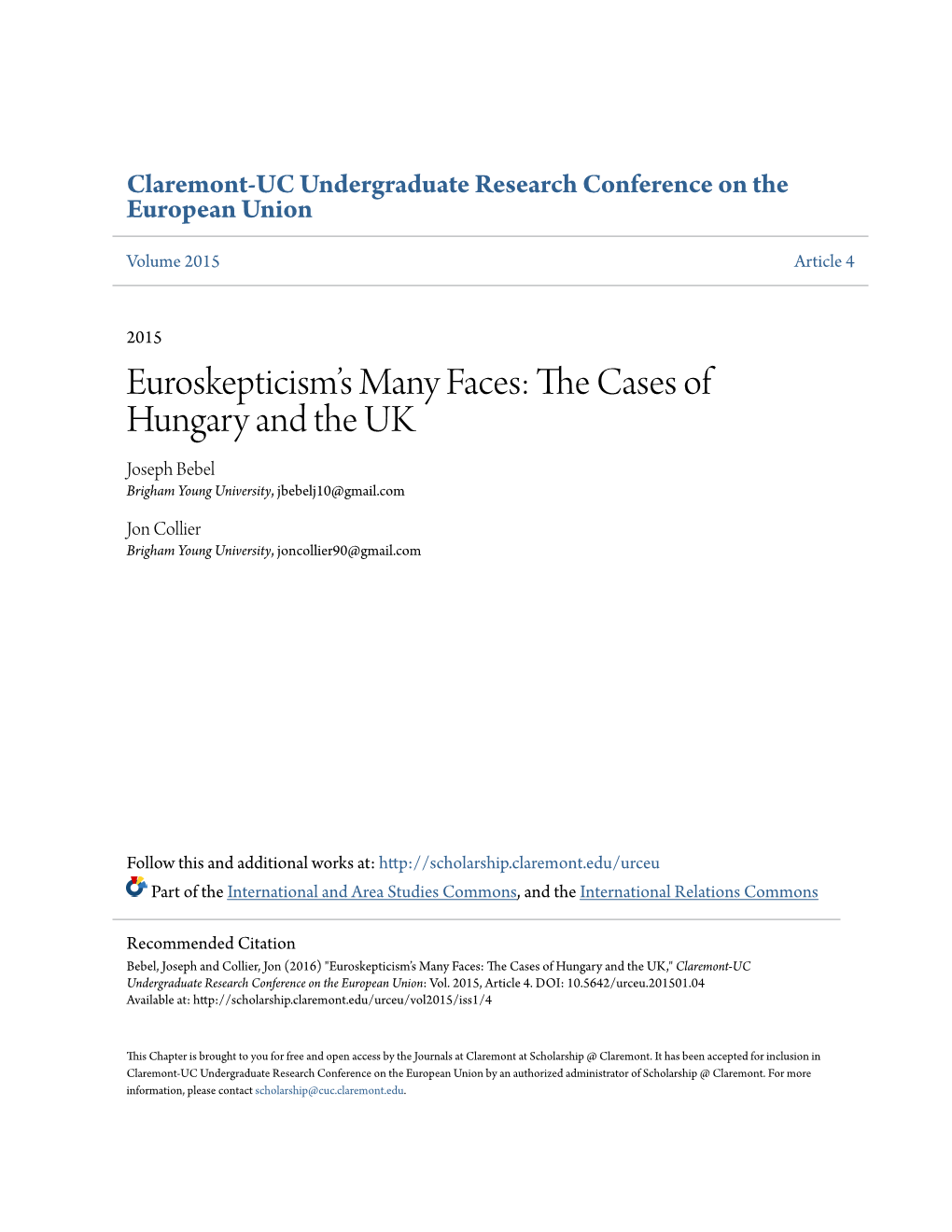 Euroskepticism's Many Faces: the Cases of Hungary and the UK