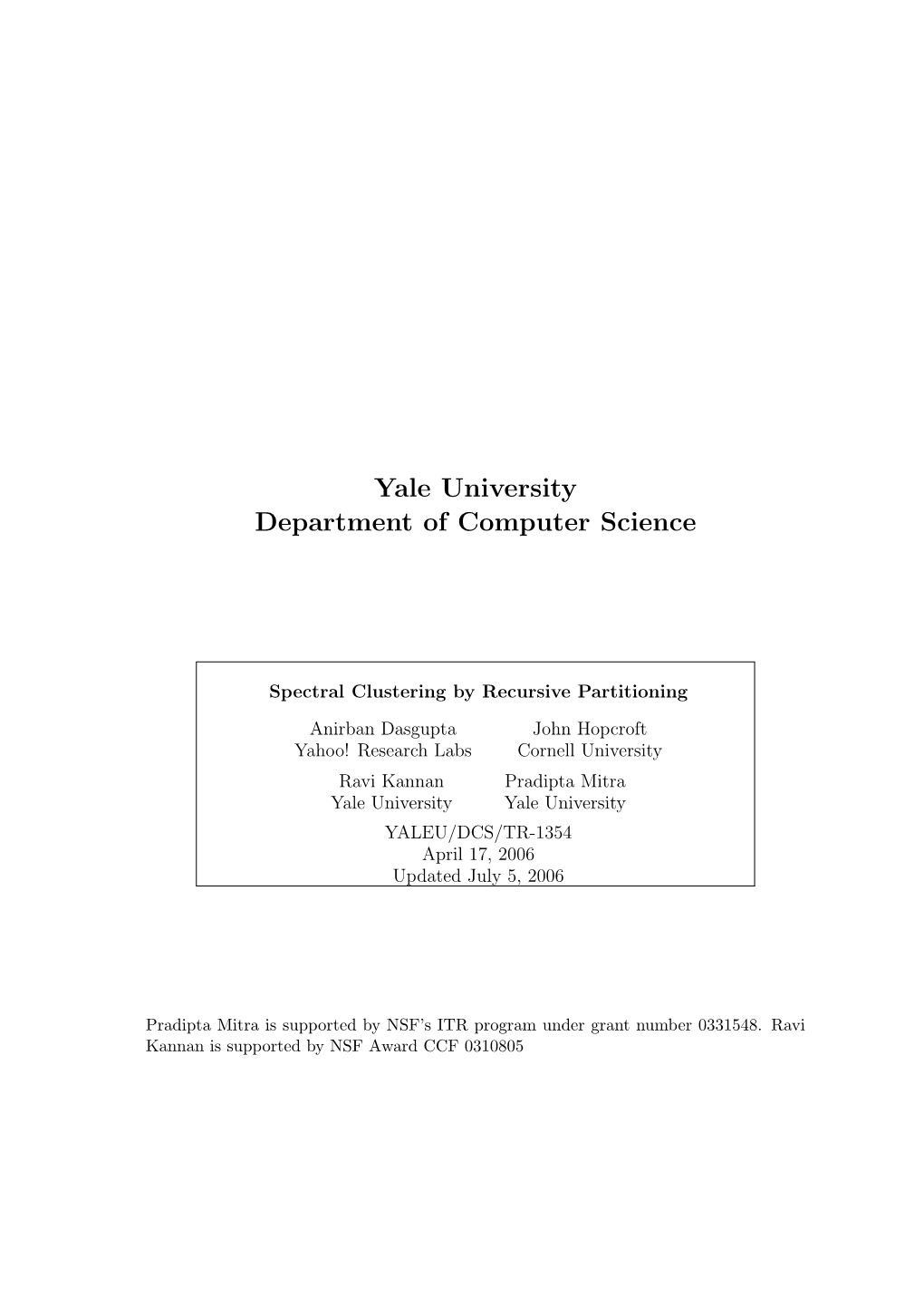 Yale University Department of Computer Science