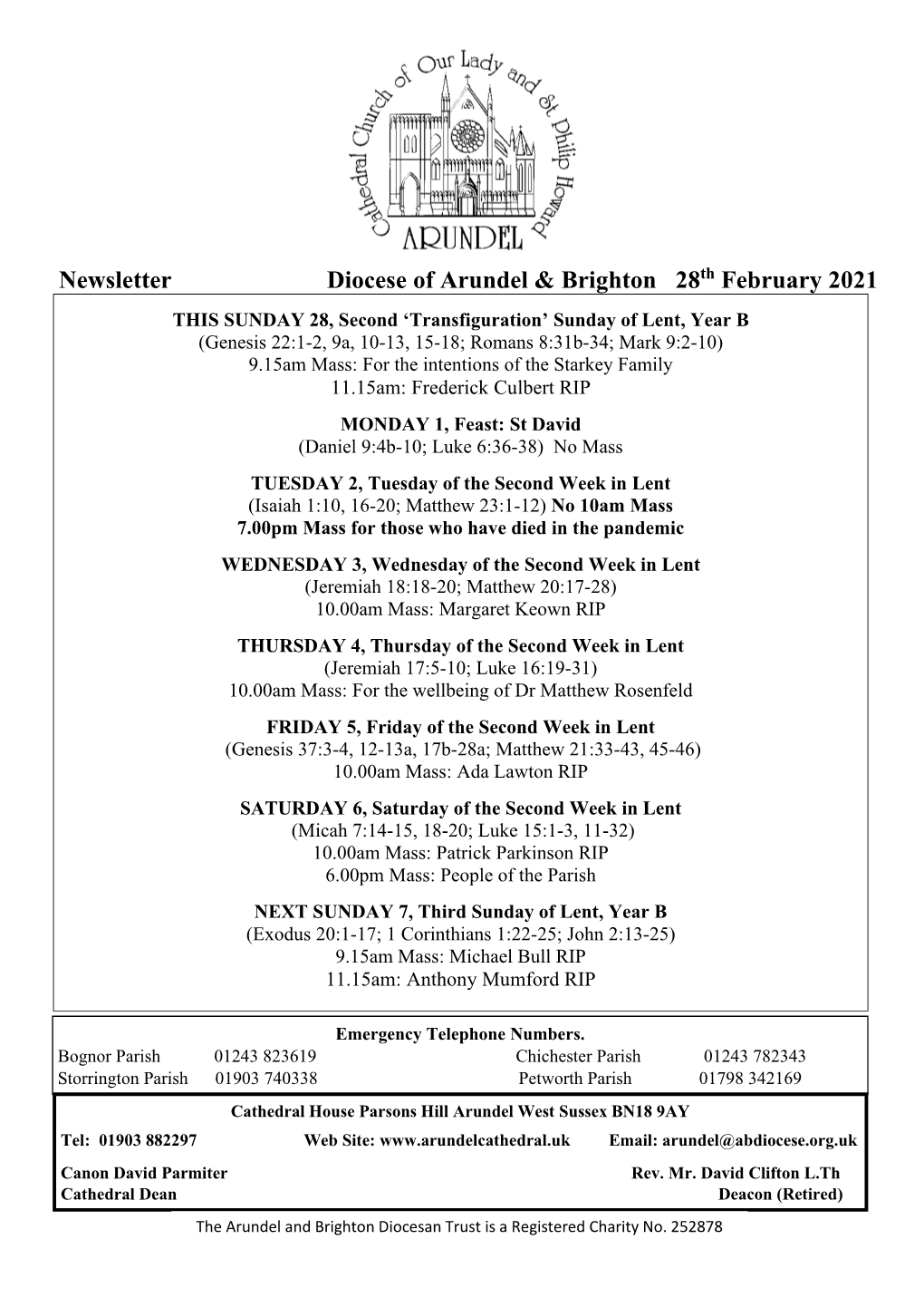 Newsletter Diocese of Arundel & Brighton 28Th February 2021