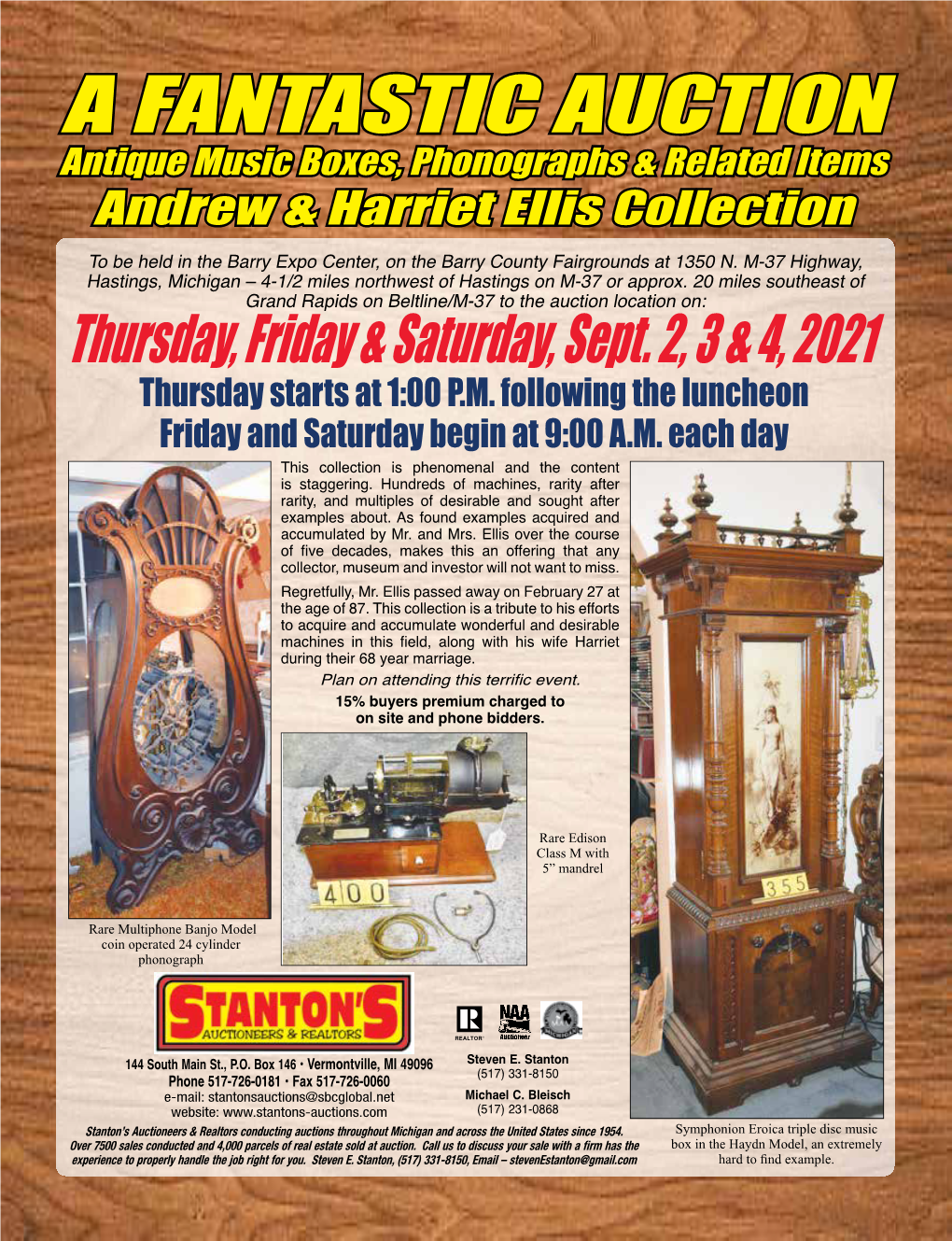 A FANTASTIC AUCTION Antique Music Boxes, Phonographs & Related Items Andrew & Harriet Ellis Collection