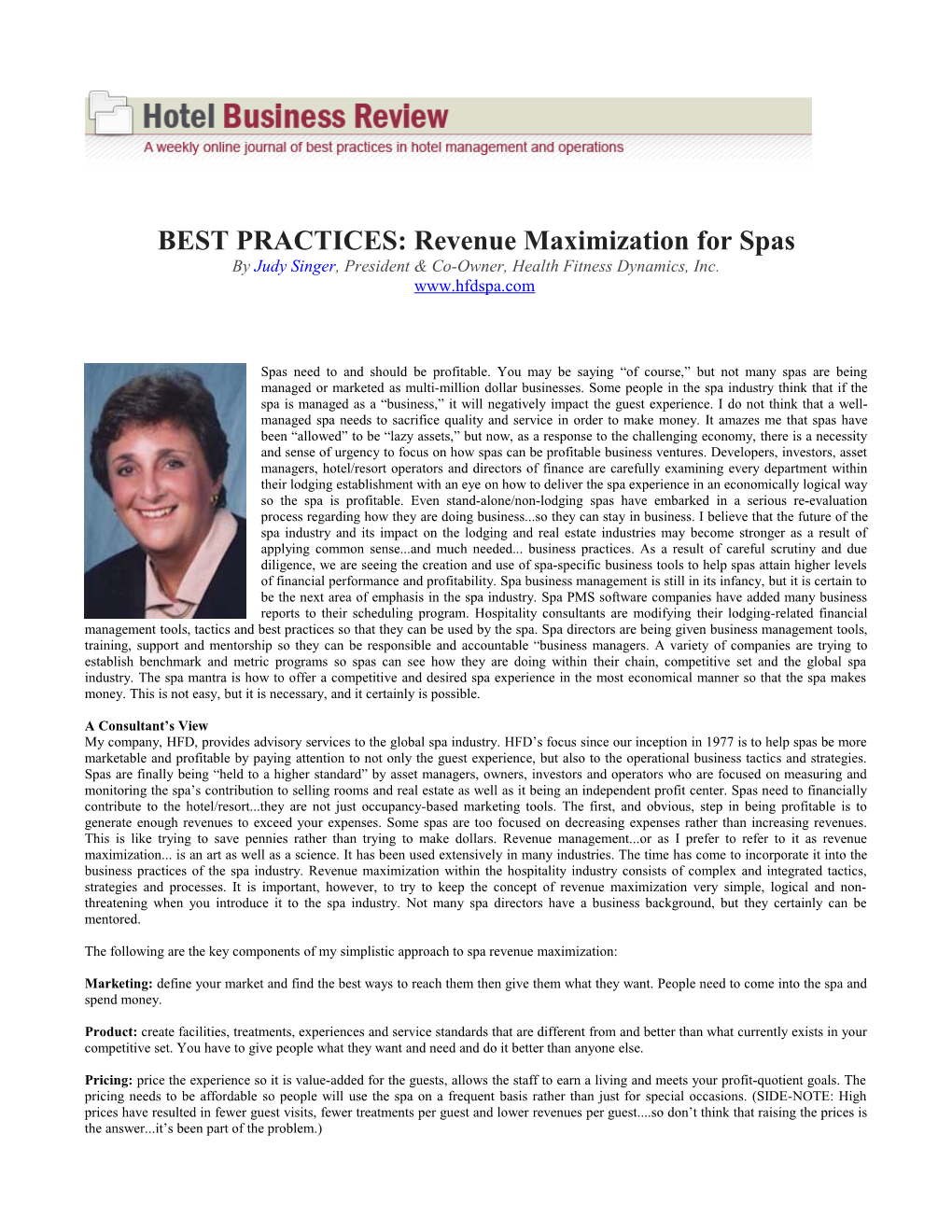 BEST PRACTICES: Revenue Maximization for Spas