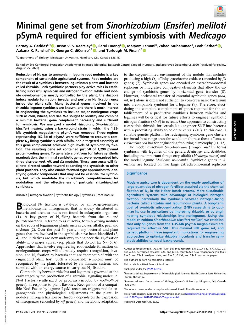 (Ensifer) Meliloti Psyma Required for Efficient Symbiosis with Medicago