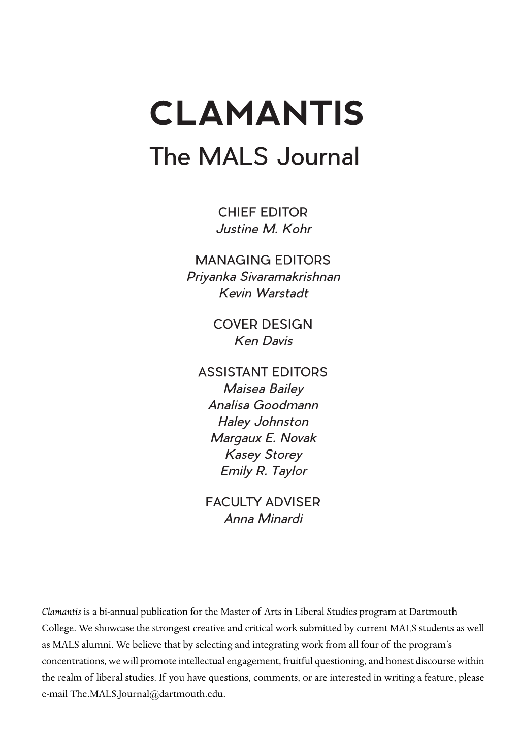 CLAMANTIS the MALS Journal