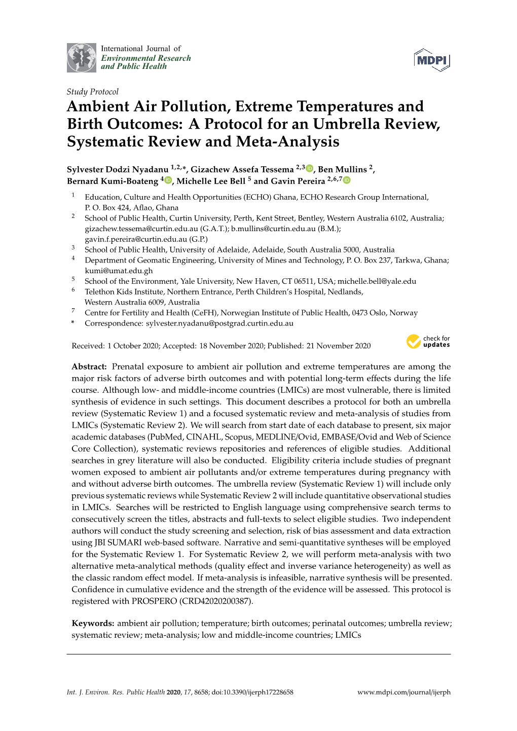 Ambient Air Pollution, Extreme Temperatures and Birth Outcomes: a Protocol for an Umbrella Review, Systematic Review and Meta-Analysis