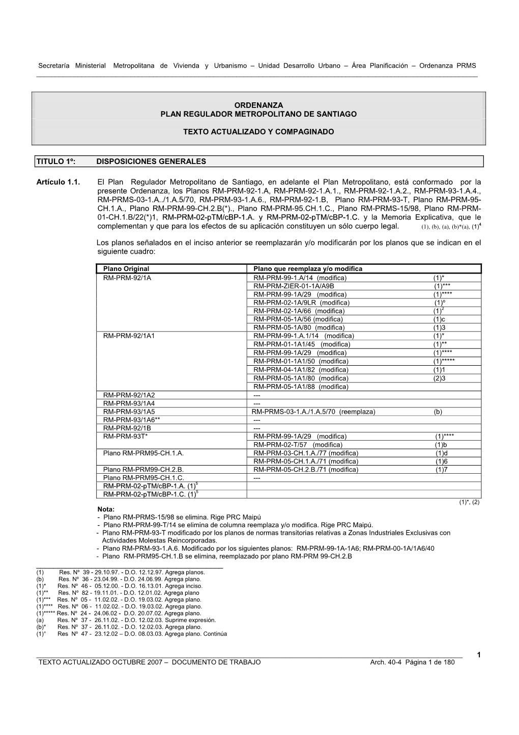 Ordenanza Del Plan Regulador Metropolitano De Santiago, Lo Que No Aparece Suficientemente Graficado En Los Planos RM-ZIER-LG-99-1 Y 2