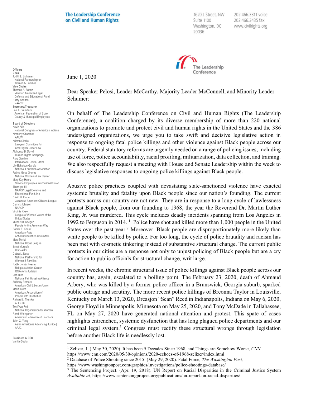 Coalition Letter to House and Senate Leadership On