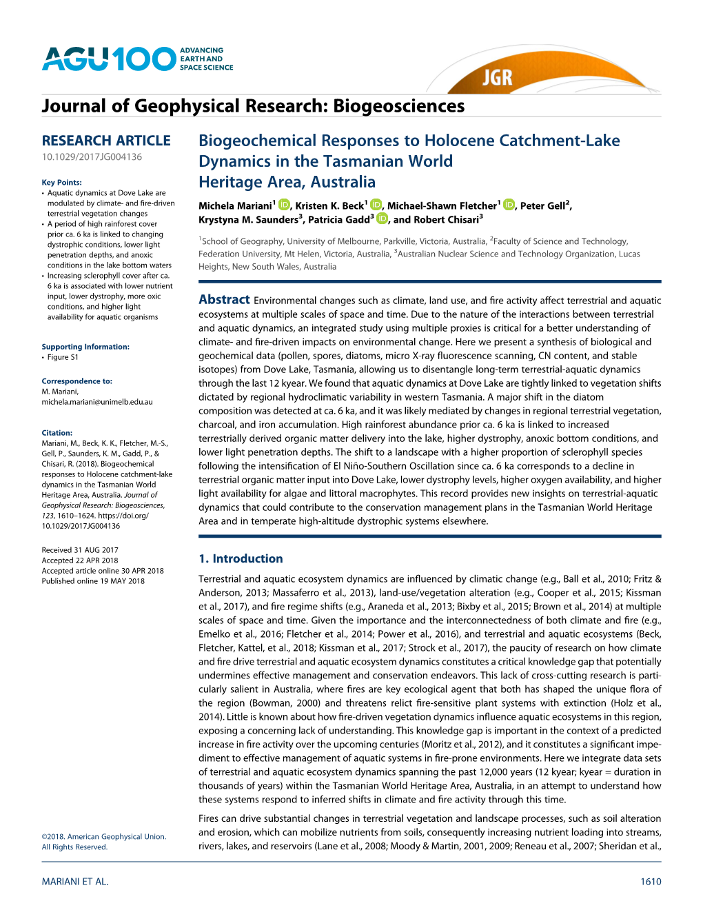 Biogeochemical Responses to Holocene Catchment-Lake