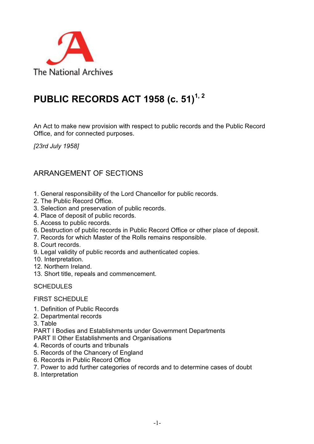 PUBLIC RECORDS ACT 1958 (C