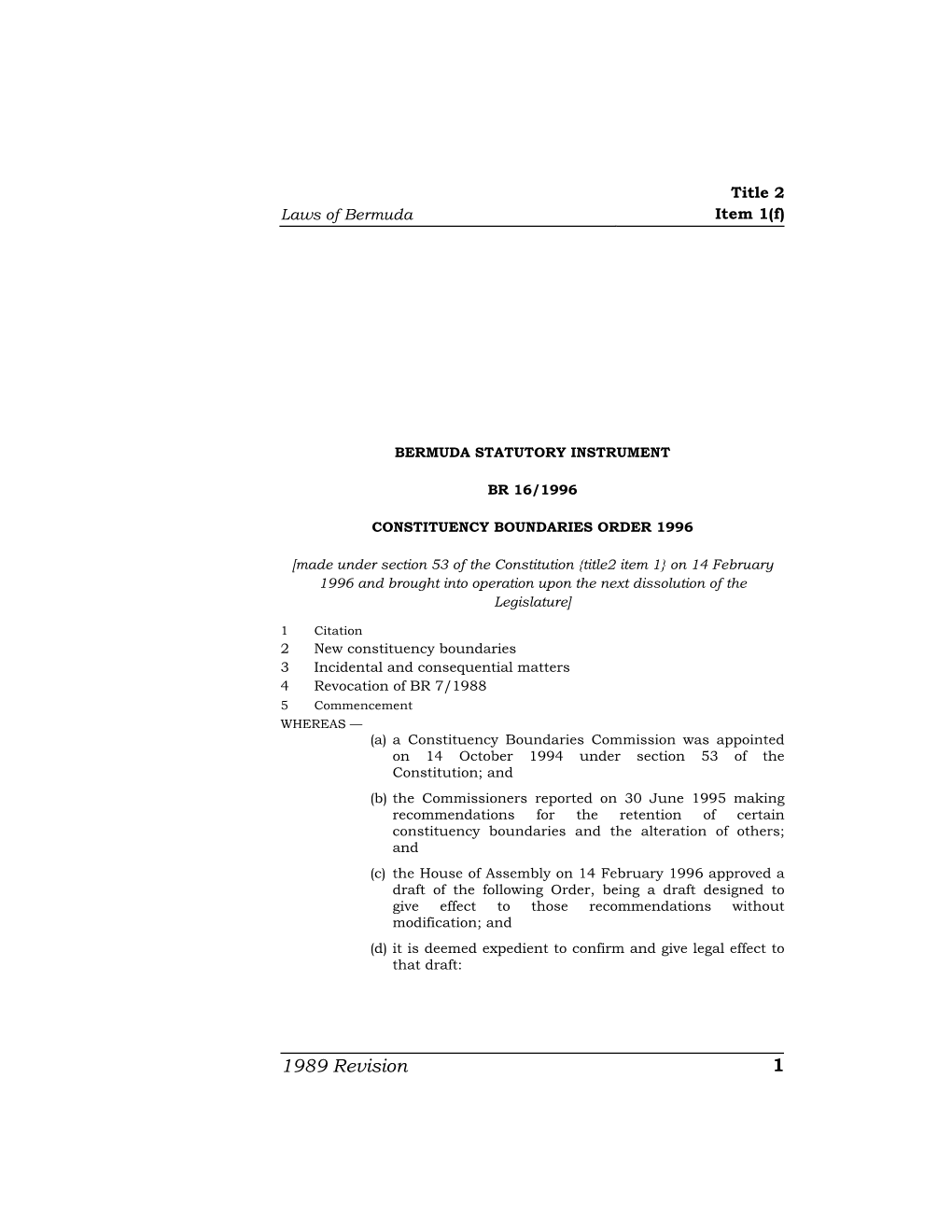 Constituency Boundaries Order 1996