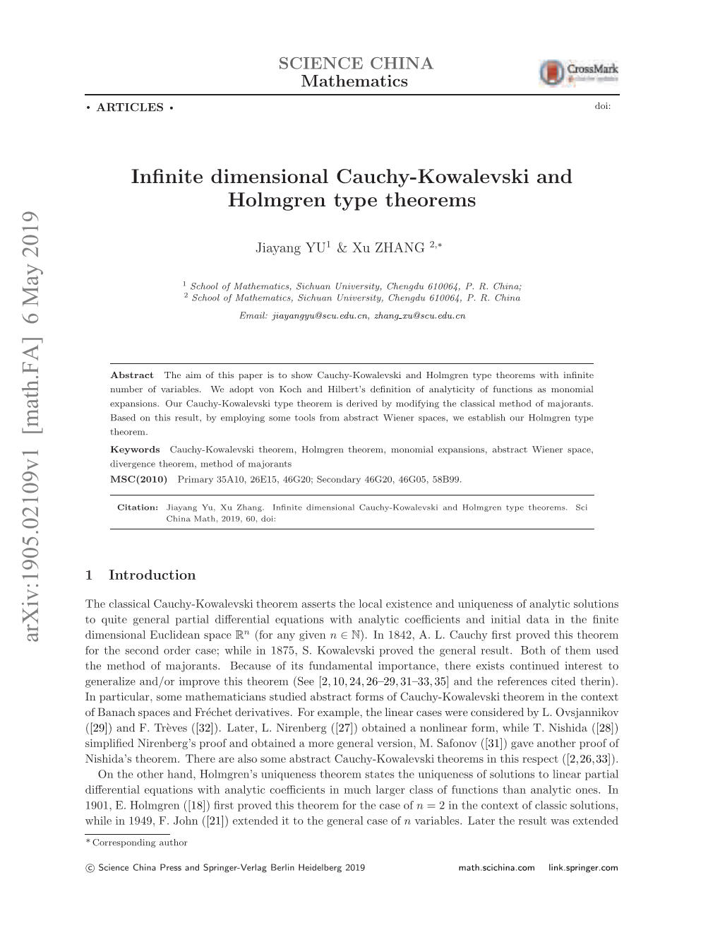 Arxiv:1905.02109V1 [Math.FA] 6 May 2019 Hl N14,F On( John F