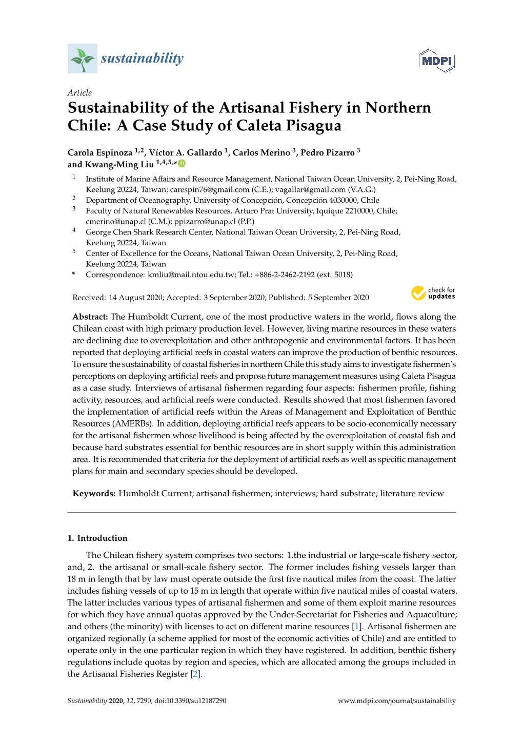 Sustainability of the Artisanal Fishery in Northern Chile: a Case Study of Caleta Pisagua
