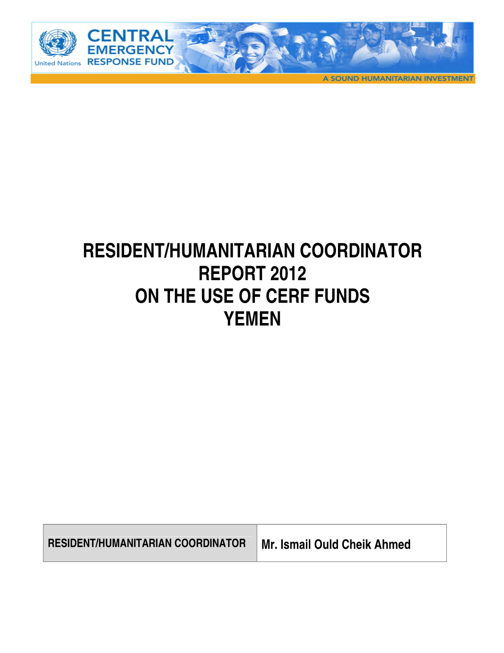 Resident/Humanitarian Coordinator's Report 2012