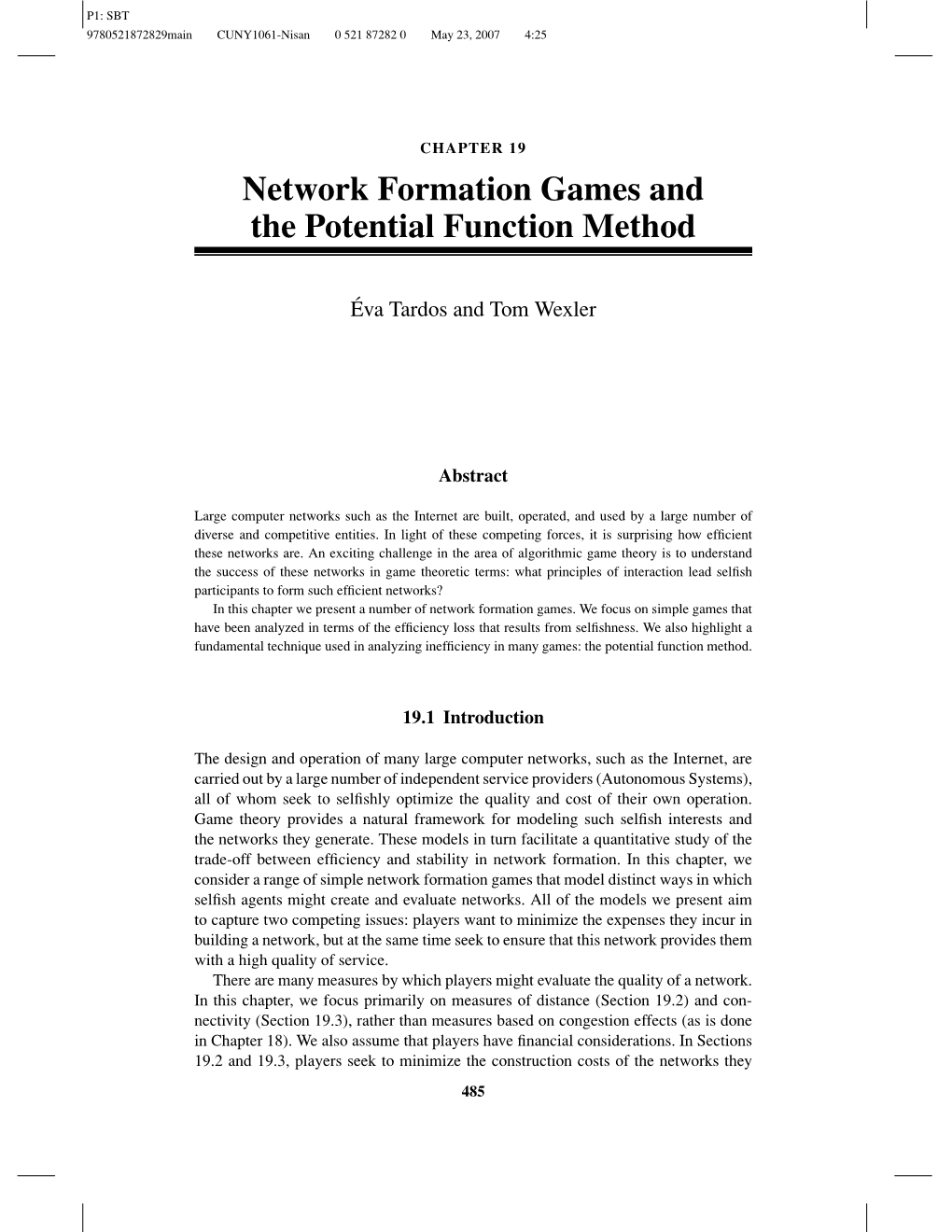 Network Formation Games and the Potential Function Method