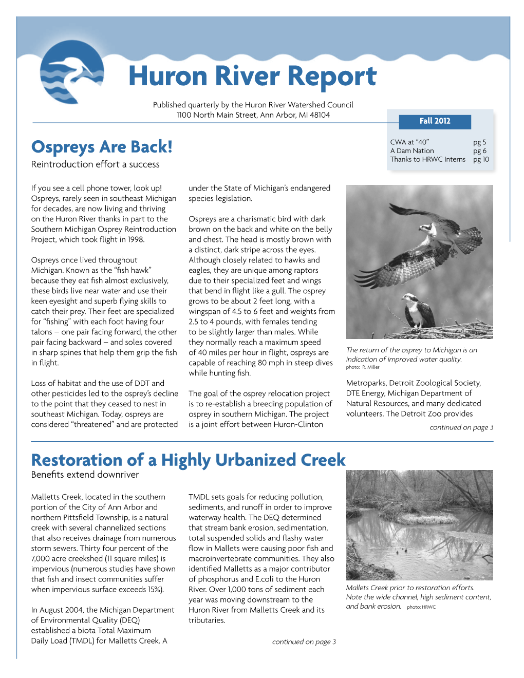 Huron River Report – Fall 2012