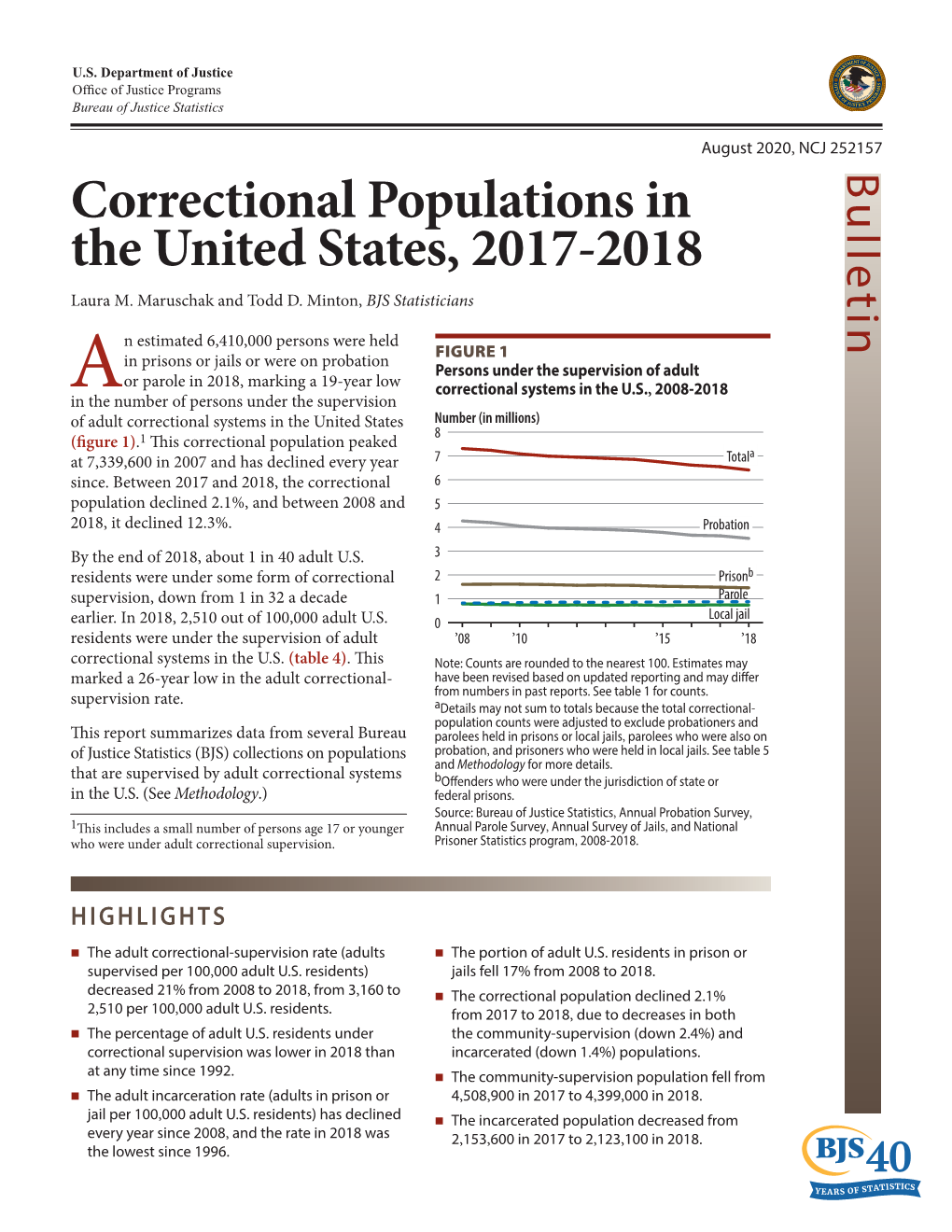 Correctional Populations in the United States, 2017-2018 Laura M