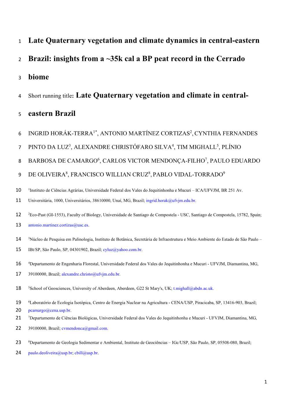 Late Quaternary Vegetation and Climate Dynamics in Central-Eastern