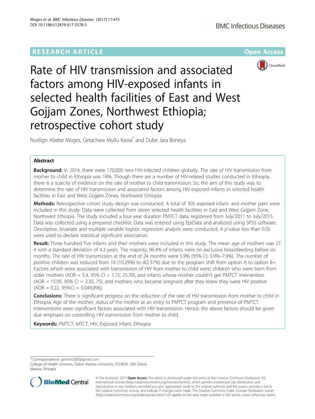 Rate of HIV Transmission and Associated Factors Among HIV