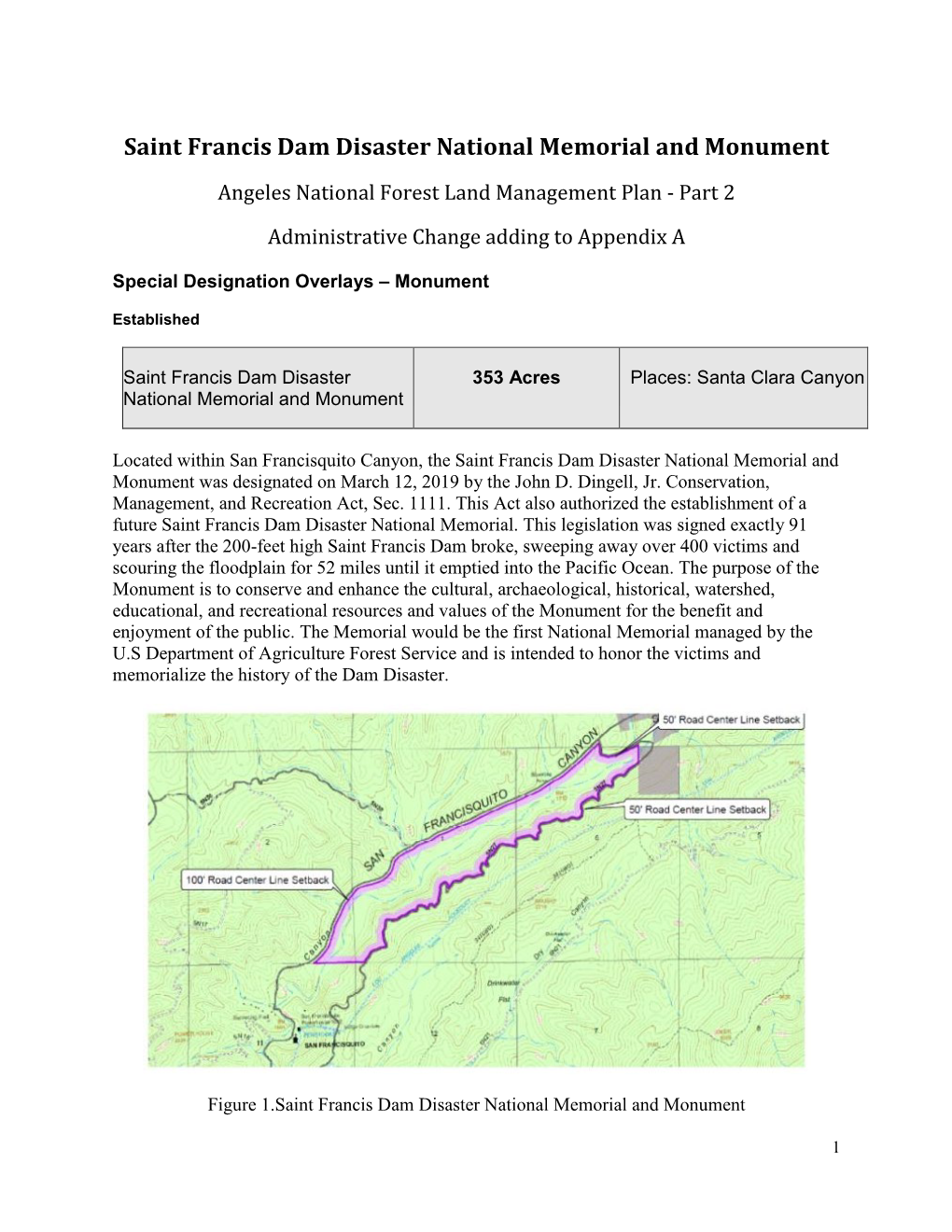 Saint Francis Dam Disaster National Memorial and Monument Angeles National Forest Land Management Plan - Part 2